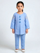 Elegant Girls' Sky Blue Embroidered 2-Piece Kurta & Trouser Set Vesto.Pk