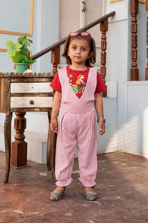 Chic Striped Jumpsuit & Tee Set for Girls - Stylish & Comfortable Kids Fashion