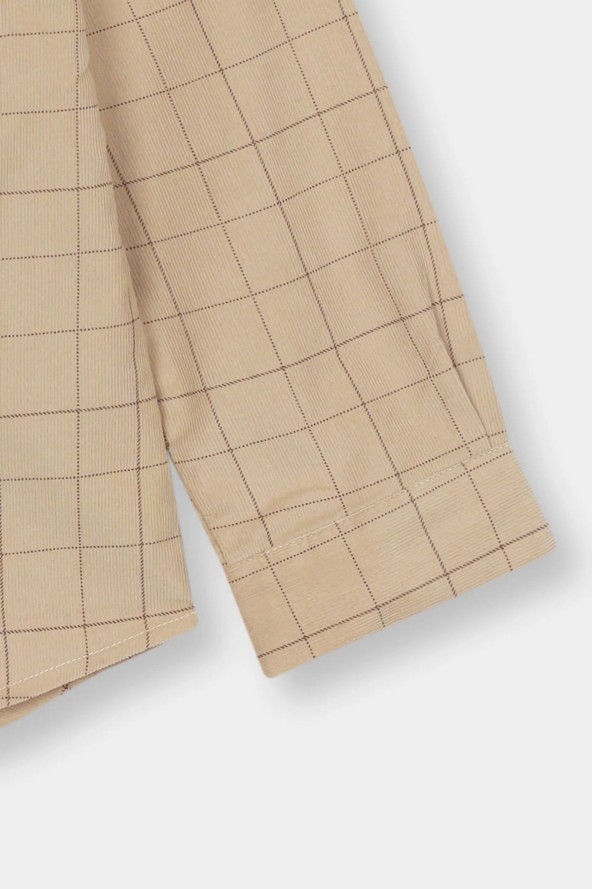 Boys' Classic Tan Grid Button-Down Shirt - Premium Smart Casual Wear StitchCo
