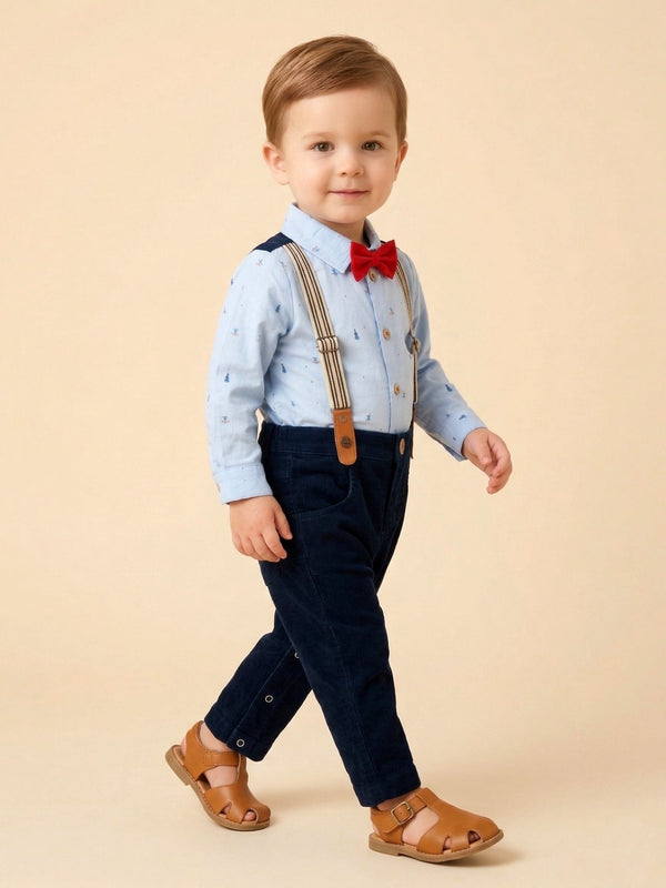 Dapper Little Gentleman Suspender Outfit Set - Formal Baby Set