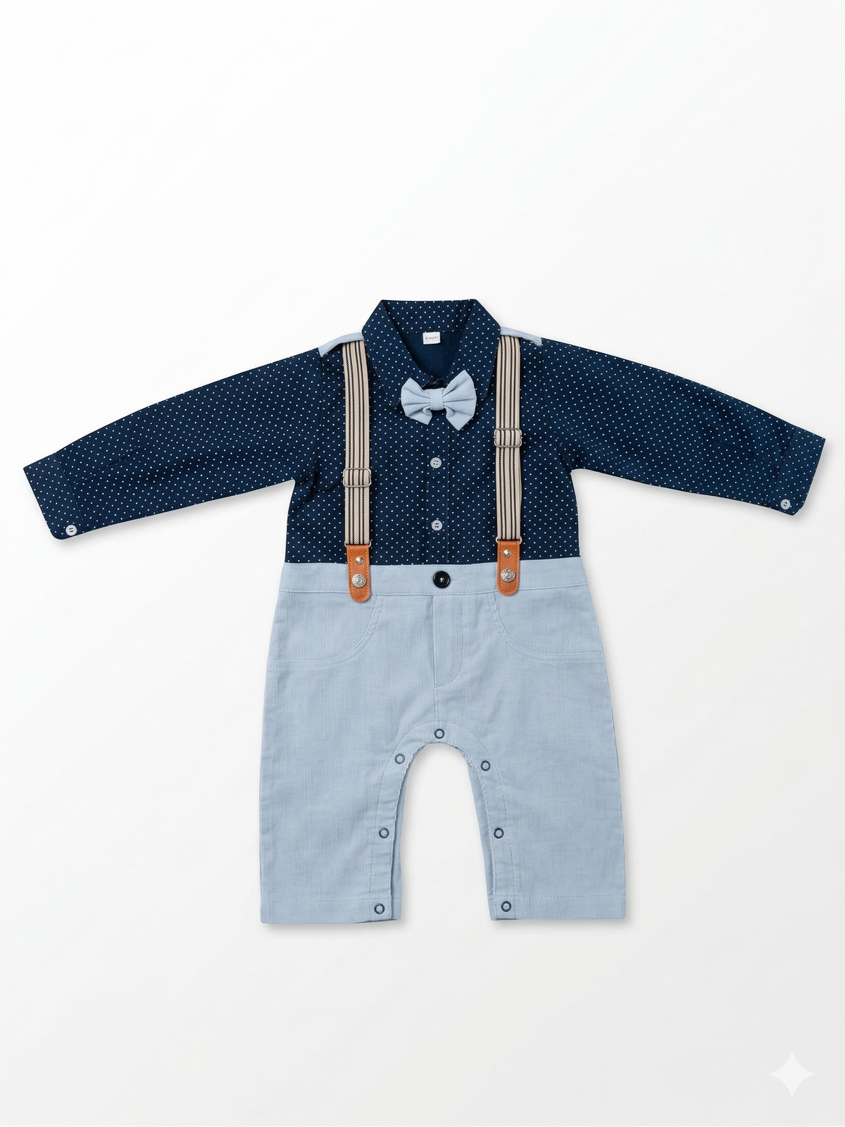 Little Gentleman’s Navy Polka Dot Suspenders & Bow Tie Set Vesto.Pk