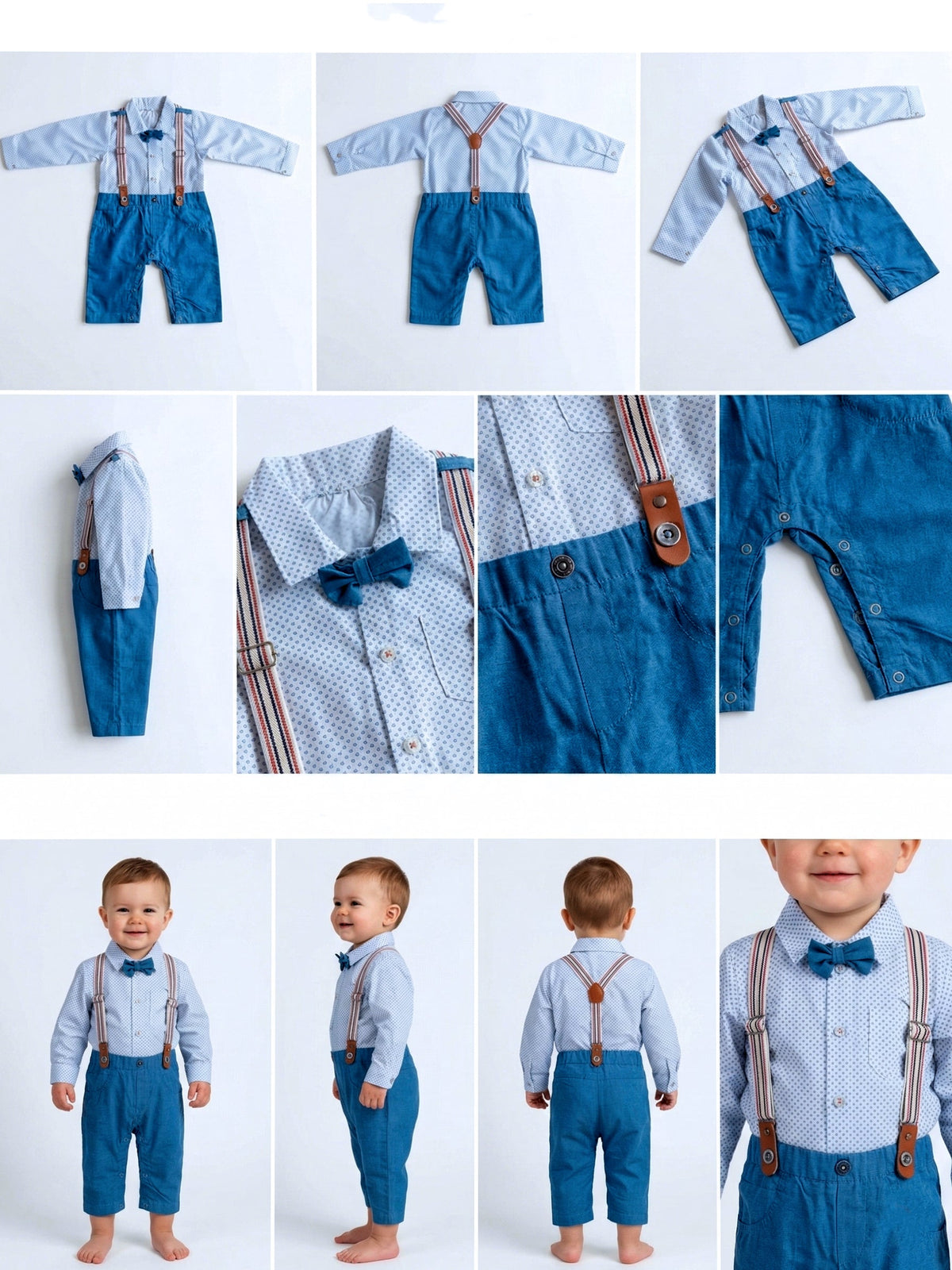 Boys' Formal Gentleman Suit Set - Shirt, Suspenders, Bowtie & Trousers Vesto.Pk