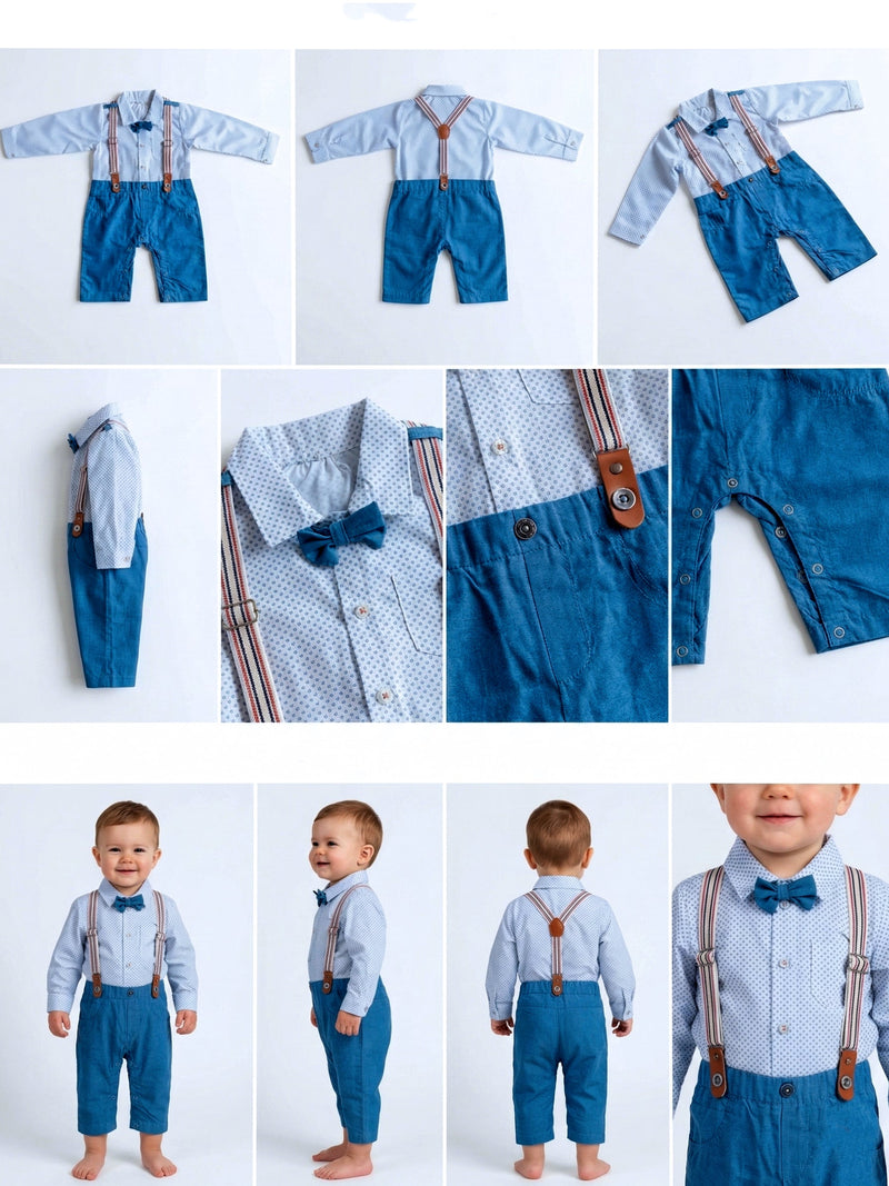 Boys' Formal Gentleman Suit Set - Shirt, Suspenders, Bowtie & Trousers Vesto.Pk