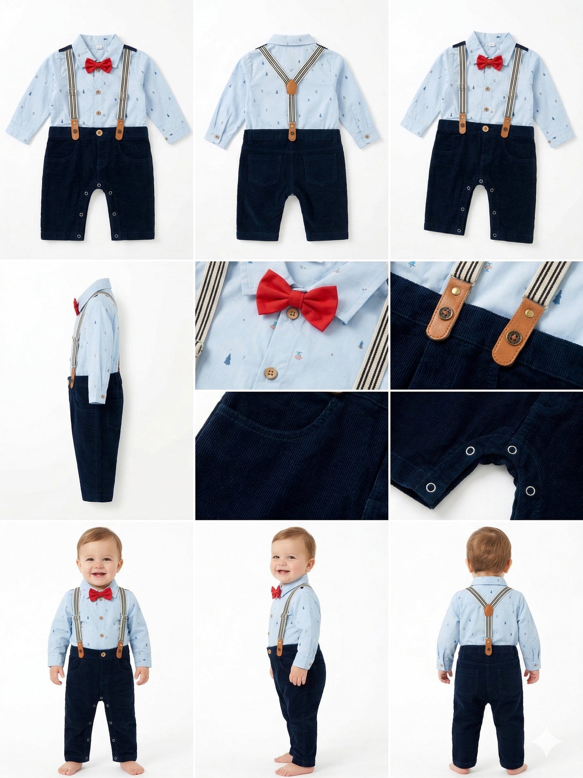 Dapper Little Gentleman Suspender Outfit Set - Formal Baby Set Vesto.Pk