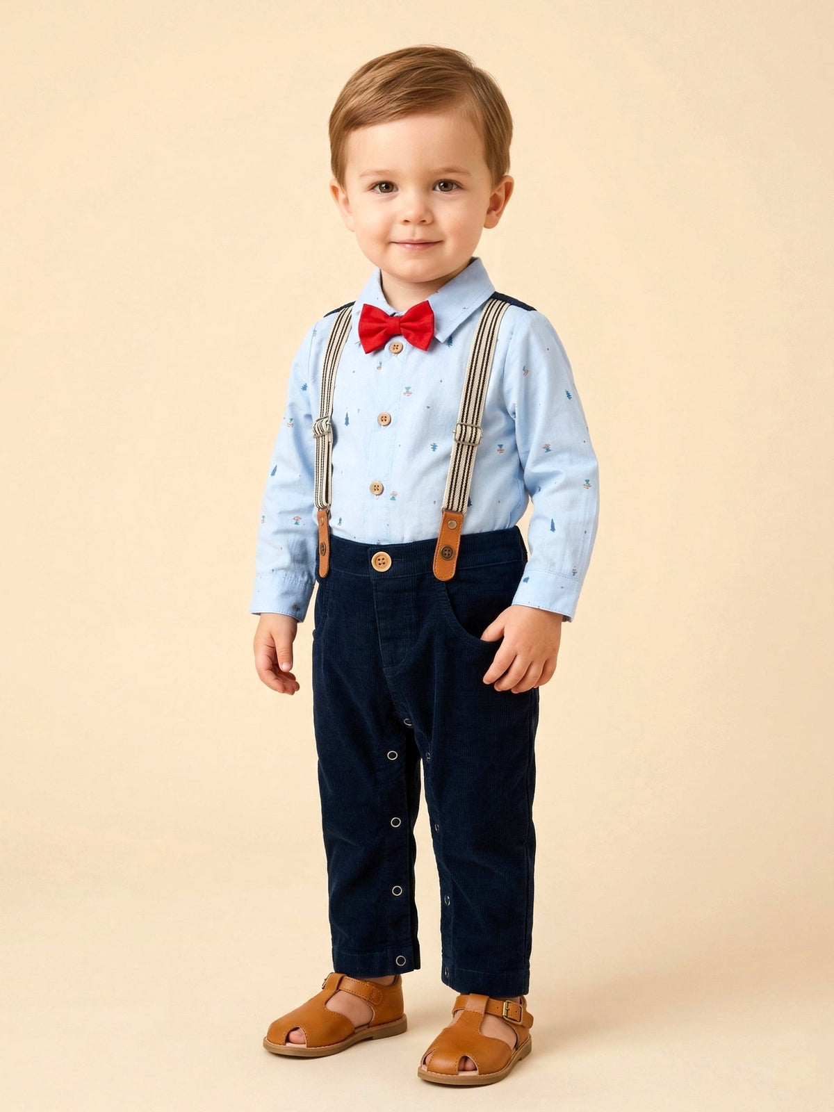 Dapper Little Gentleman Suspender Outfit Set - Formal Baby Set Vesto.Pk