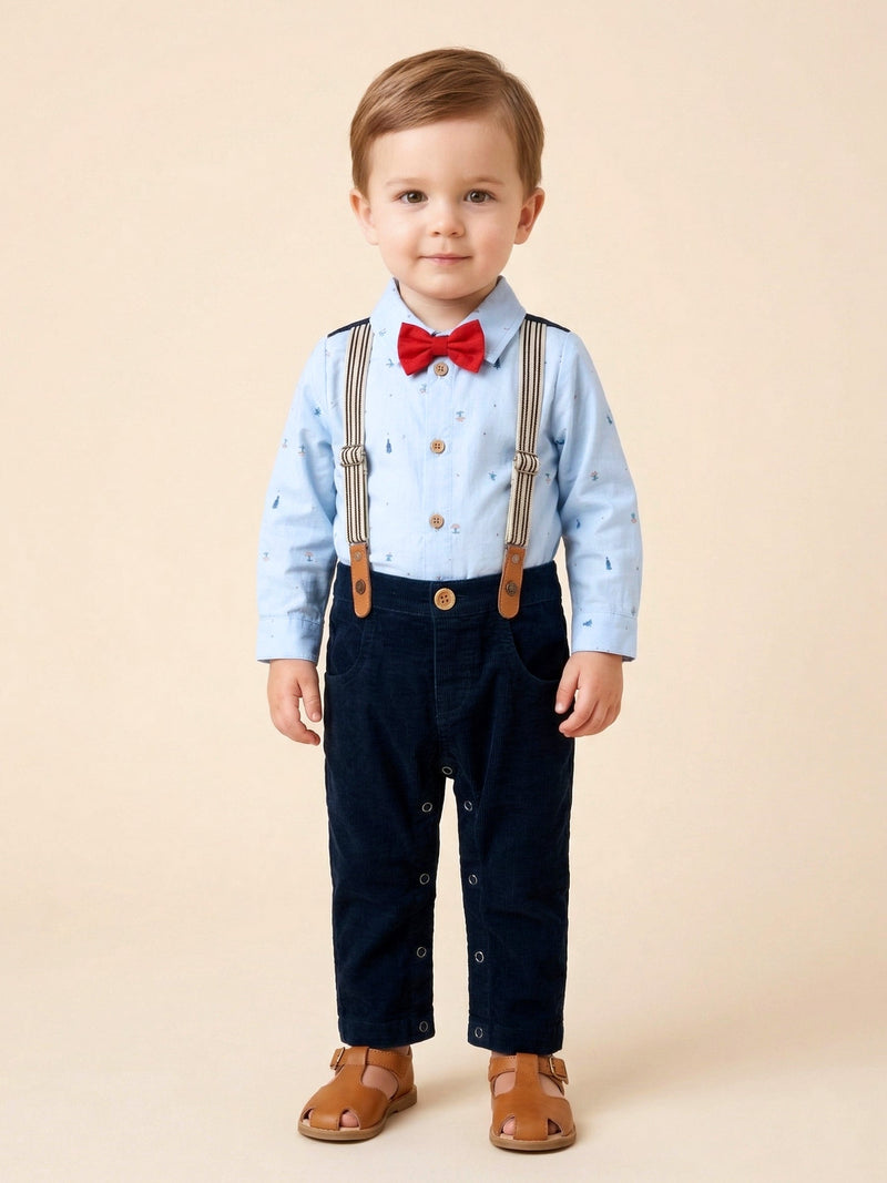 Dapper Little Gentleman Suspender Outfit Set - Formal Baby Set