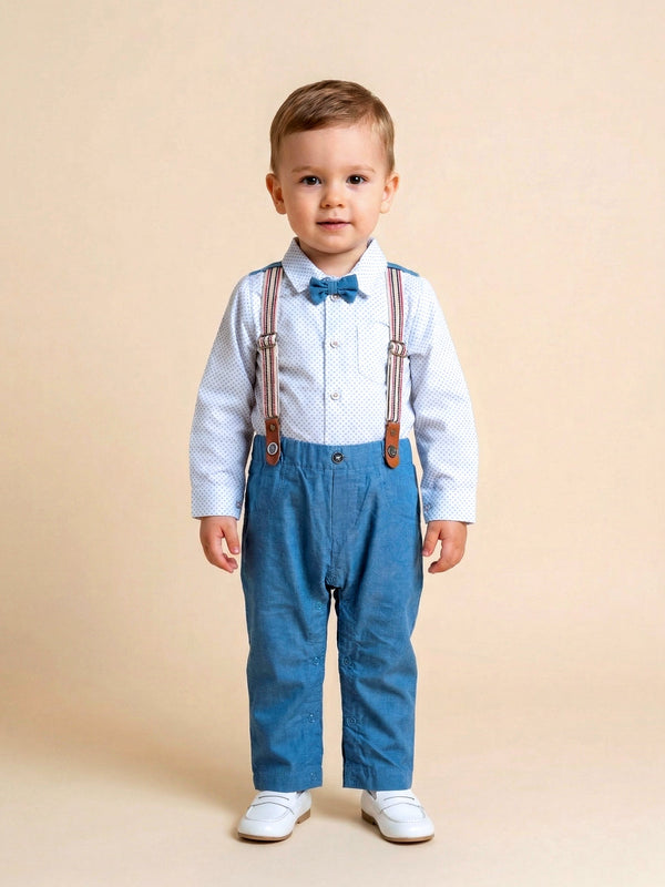 Boys' Formal Gentleman Suit Set - Shirt, Suspenders, Bowtie & Trousers
