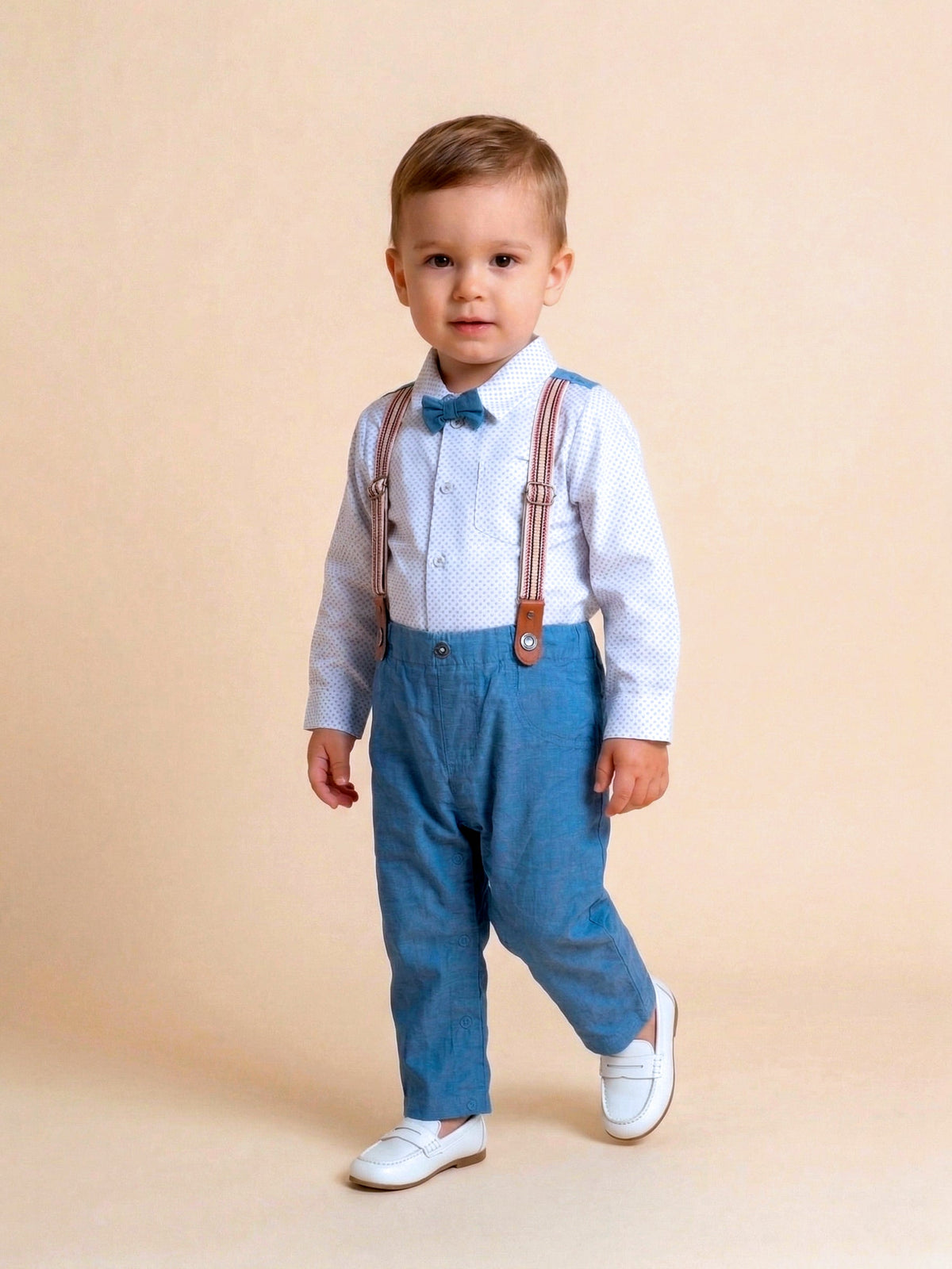 Boys' Formal Gentleman Suit Set - Shirt, Suspenders, Bowtie & Trousers Vesto.Pk