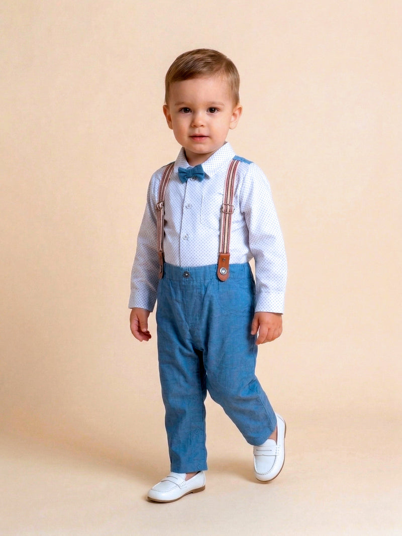 Boys' Formal Gentleman Suit Set - Shirt, Suspenders, Bowtie & Trousers Vesto.Pk