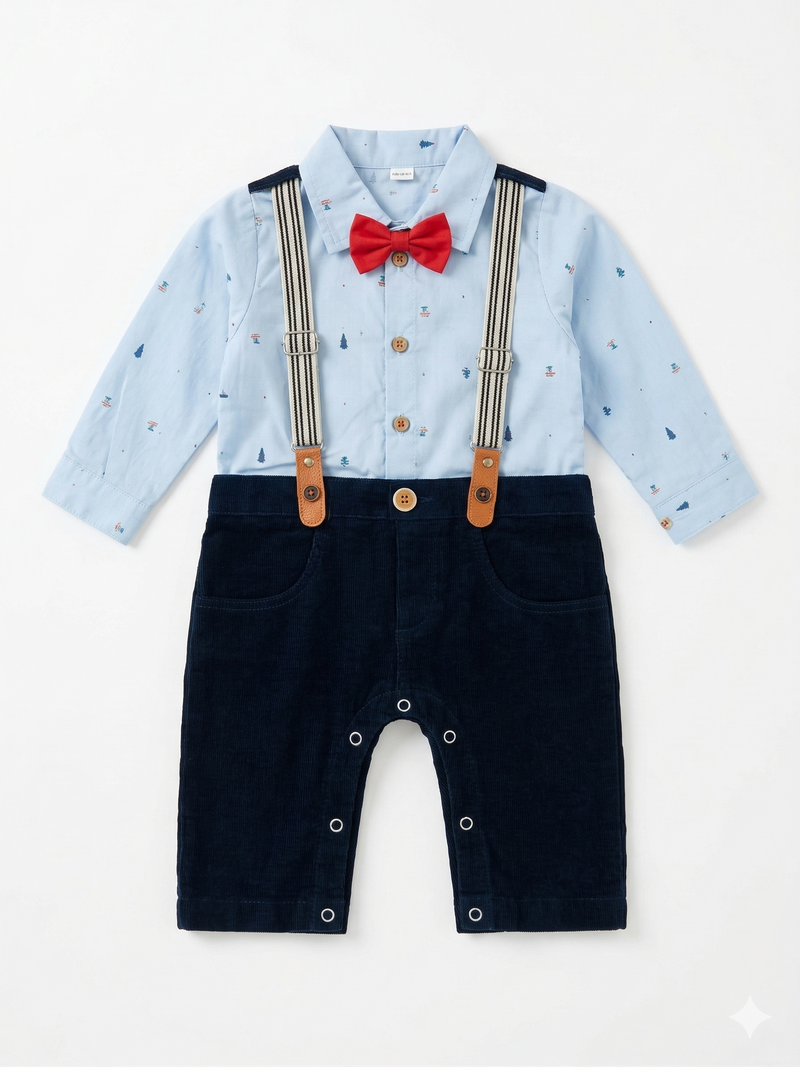 Dapper Little Gentleman Suspender Outfit Set - Formal Baby Set Vesto.Pk