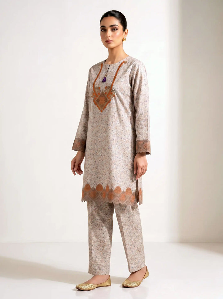 Floral Mist Embroidered Cotton 2-Piece Suit