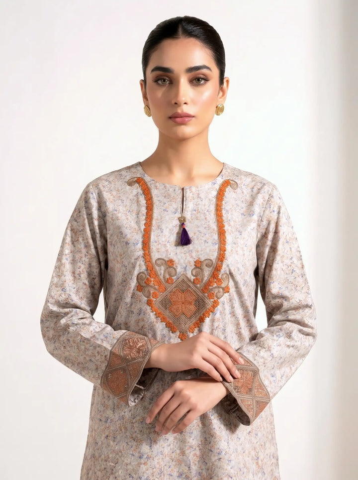 Floral Mist Embroidered Cotton 2-Piece Suit