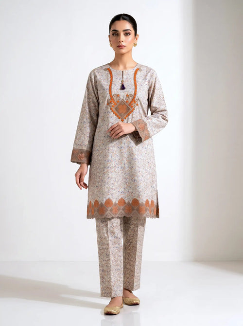 Floral Mist Embroidered Cotton 2-Piece Suit