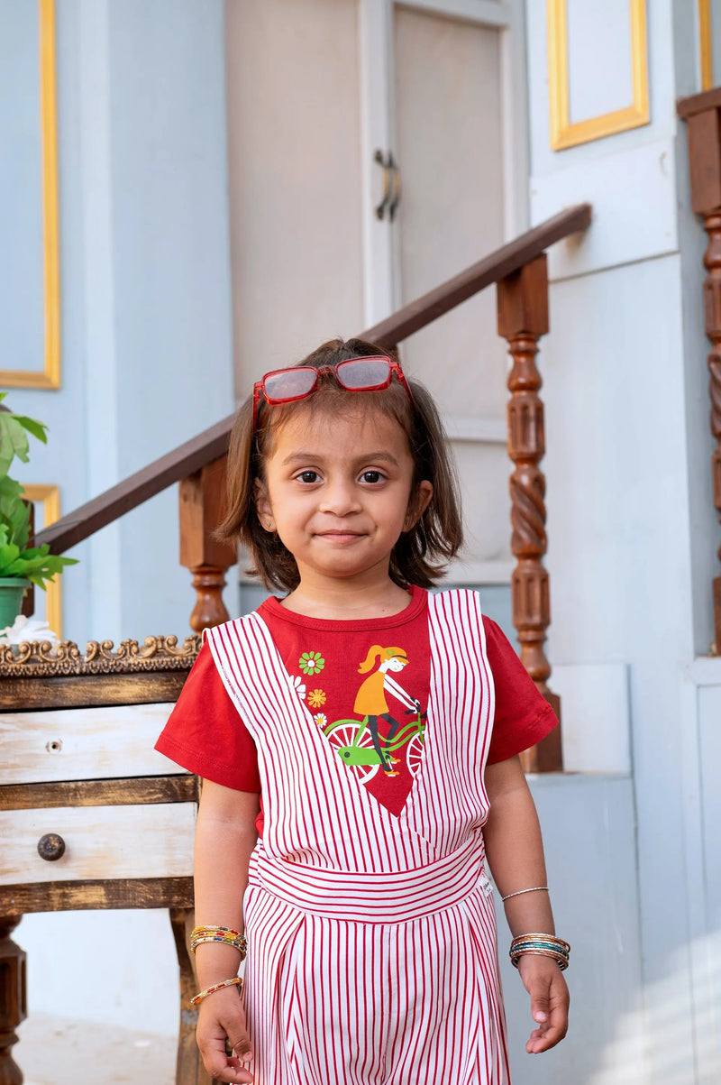 Chic Striped Jumpsuit & Tee Set for Girls - Stylish & Comfortable Kids Fashion