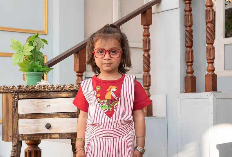 Chic Striped Jumpsuit & Tee Set for Girls - Stylish & Comfortable Kids Fashion Vesto.Pk